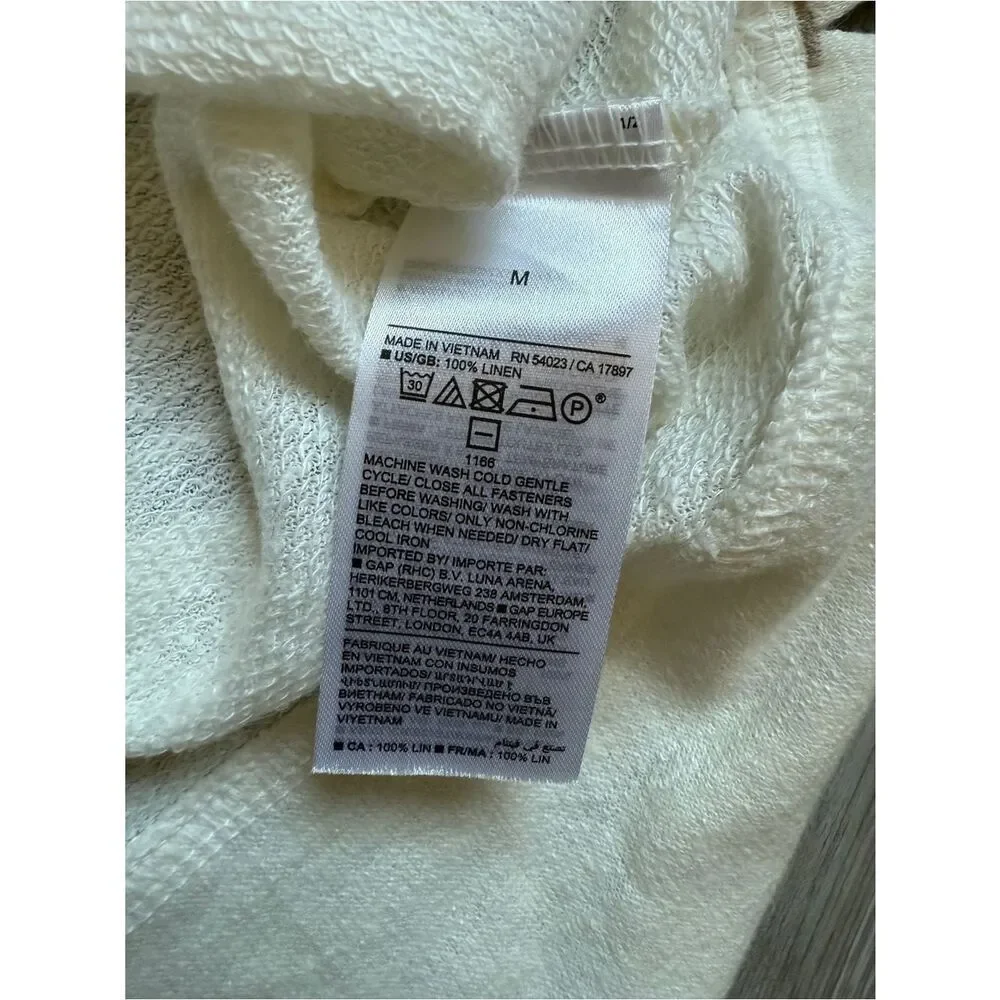 Banana Republic Men's Hooded Henley Sweatshirt Cream NEW Medium Linen
